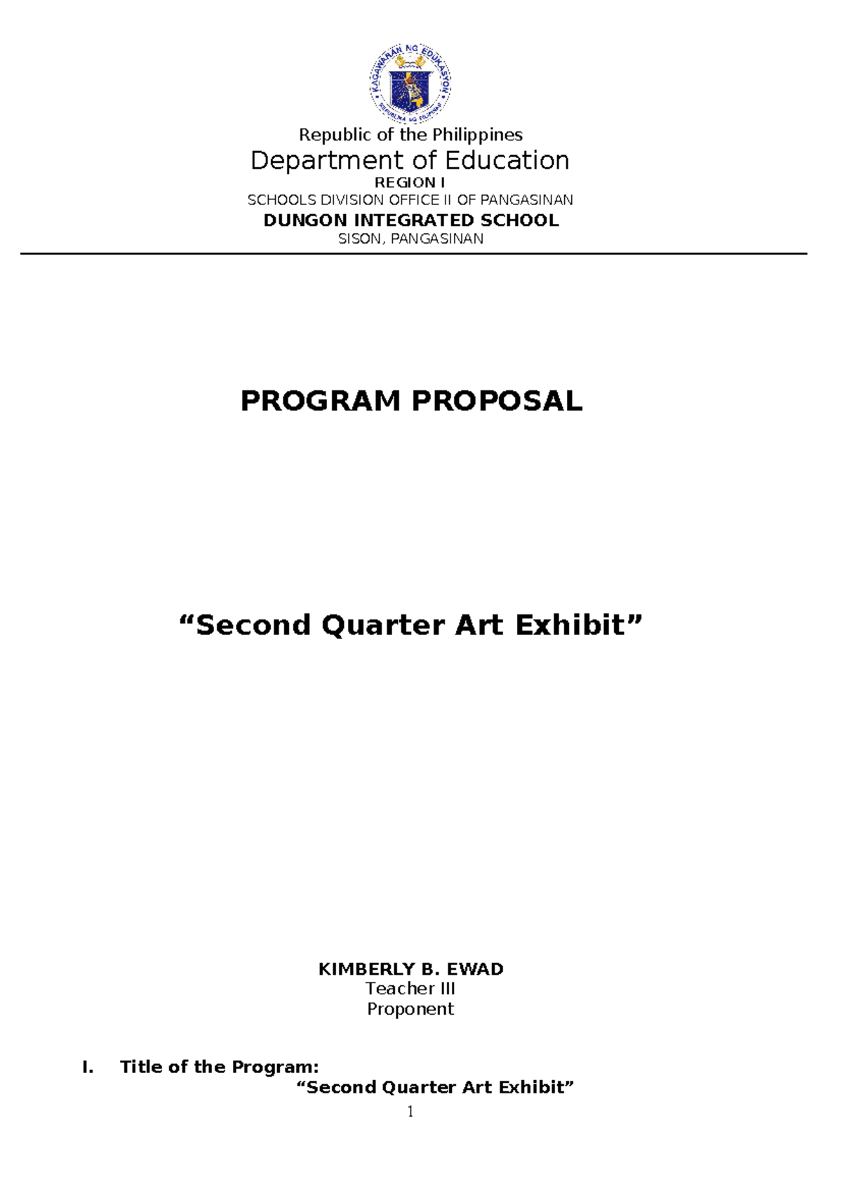 Sample-Program-Proposal Second-Quarter-Art-Exhibit - Republic of the ...