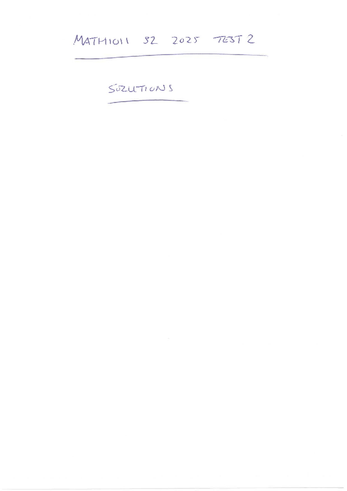 MATH1011 S2 2025 Test 2 Solutions and Derivatives Analysis - Studocu