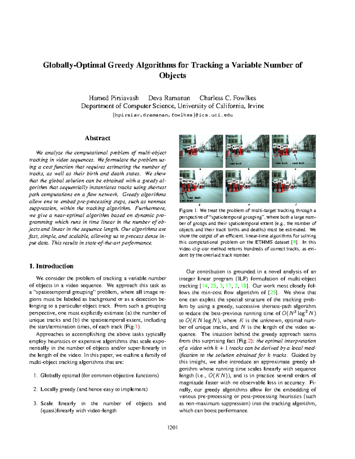 Greedy Algorithms for Multi-Object Tracking in Video Sequences (CS 201 ...