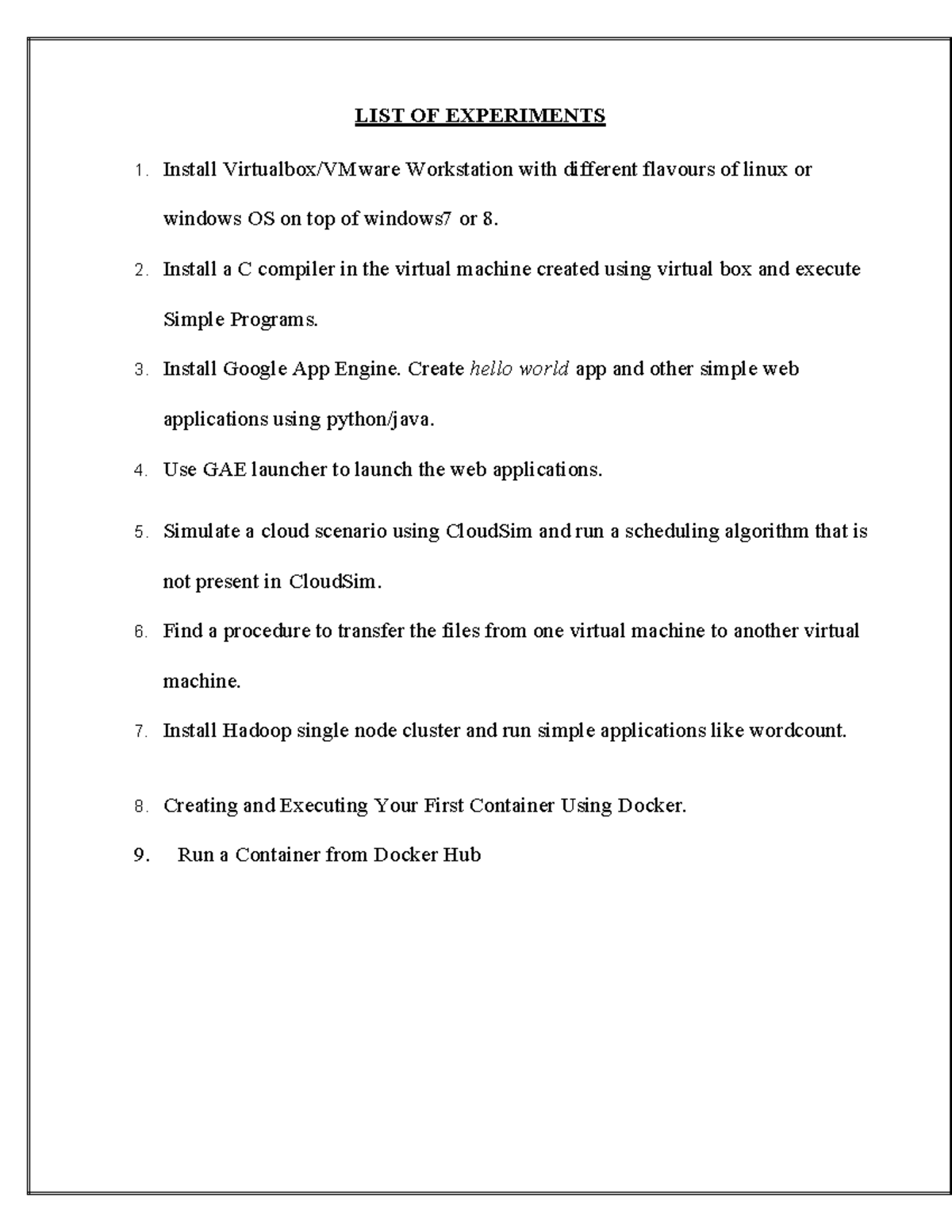 CCS335- Cloud Computing LAB Record - LIST OF EXPERIMENTS Install ...