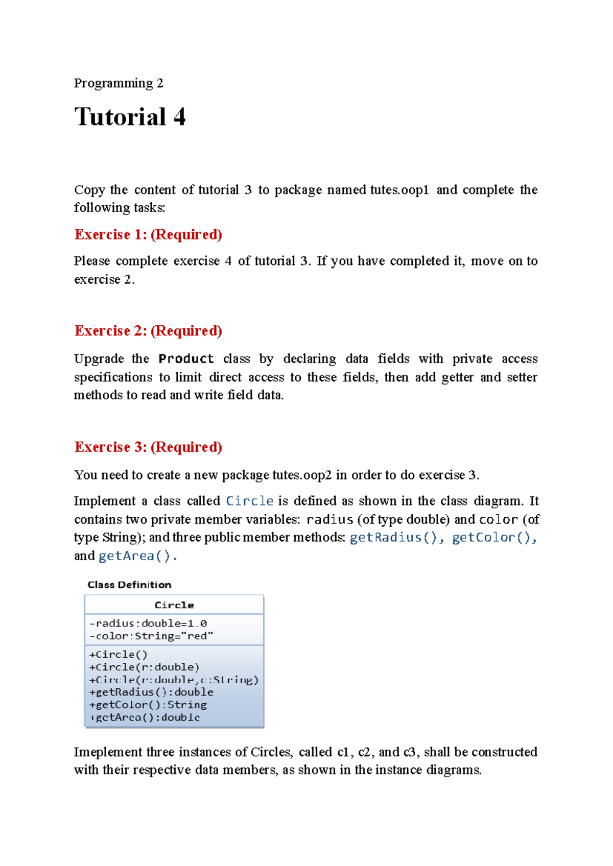 Tut4 - Programming 2 Tutorial Exercises and Solutions - Studocu