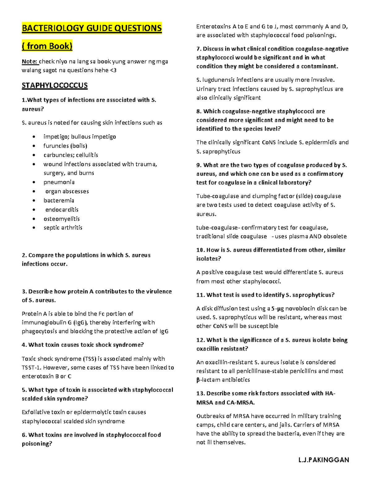 Midterms BACTE 101 Guide Questions from Textbook - Studocu