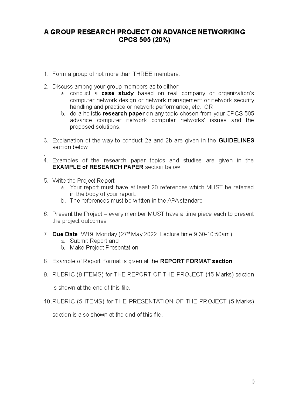 Computer Networks Group Project Case Study and Report Template ...