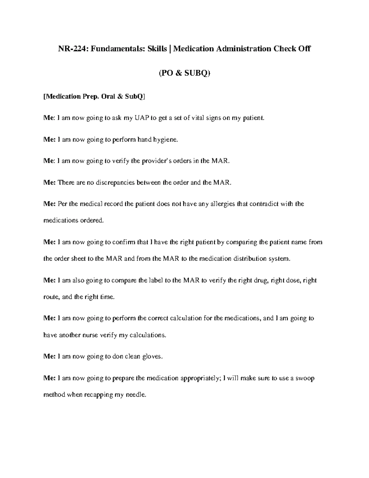 NR 224 Wound Care Script: Student Nurse Procedure Guide - Studocu