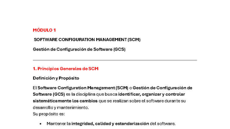 MÓDULO 1 GESTIÓN DE CONFIGURACIÓN DE SOFTWARE (GCS) Resumen y ...
