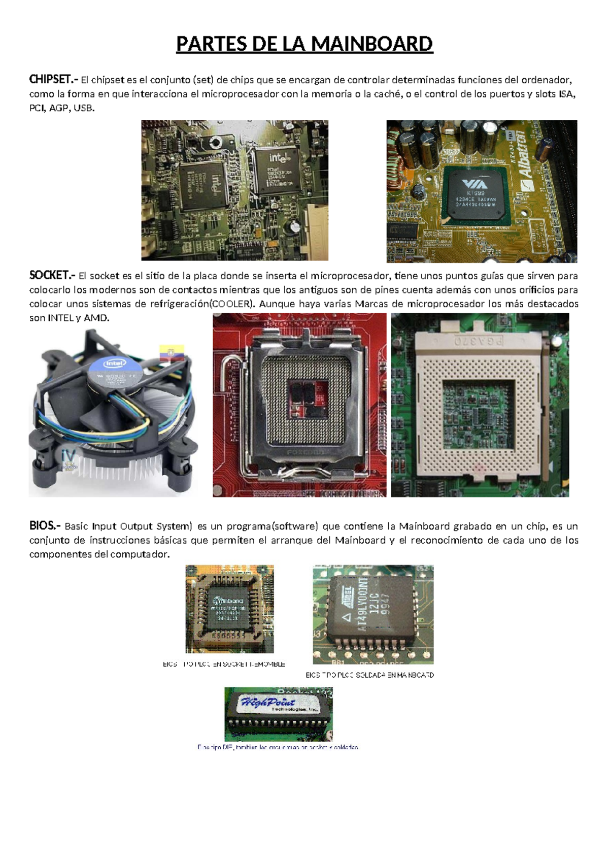 Partes DE LA Mainboard - Soporte tecnico informatico - PARTES DE LA ...