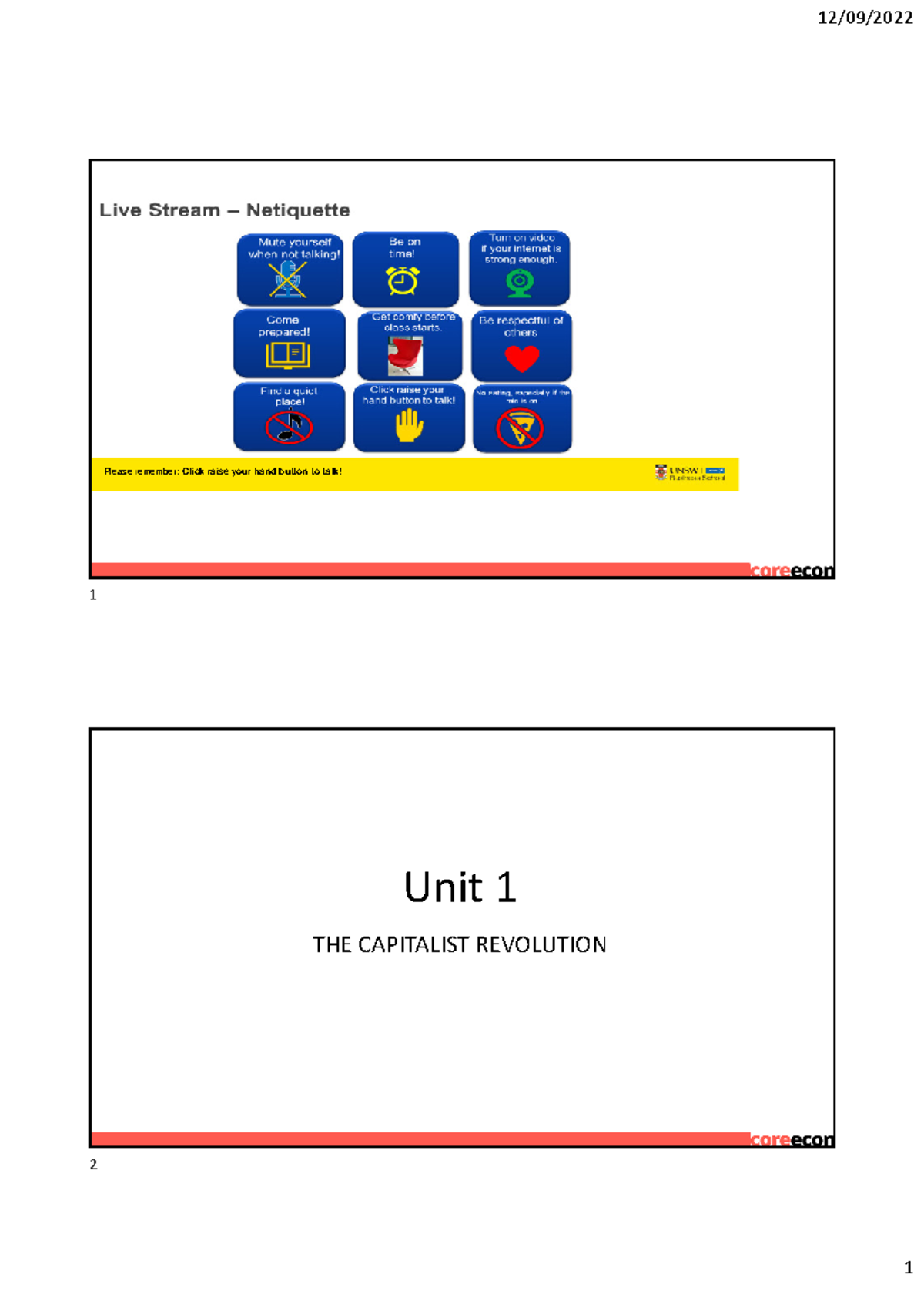 Week 1 Unit 1: The Capitalist Revolution - Outline and Key Concepts ...