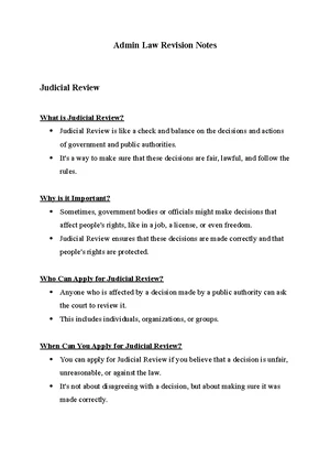 Rule of law - admin exam - notes - “In their administrative law ...