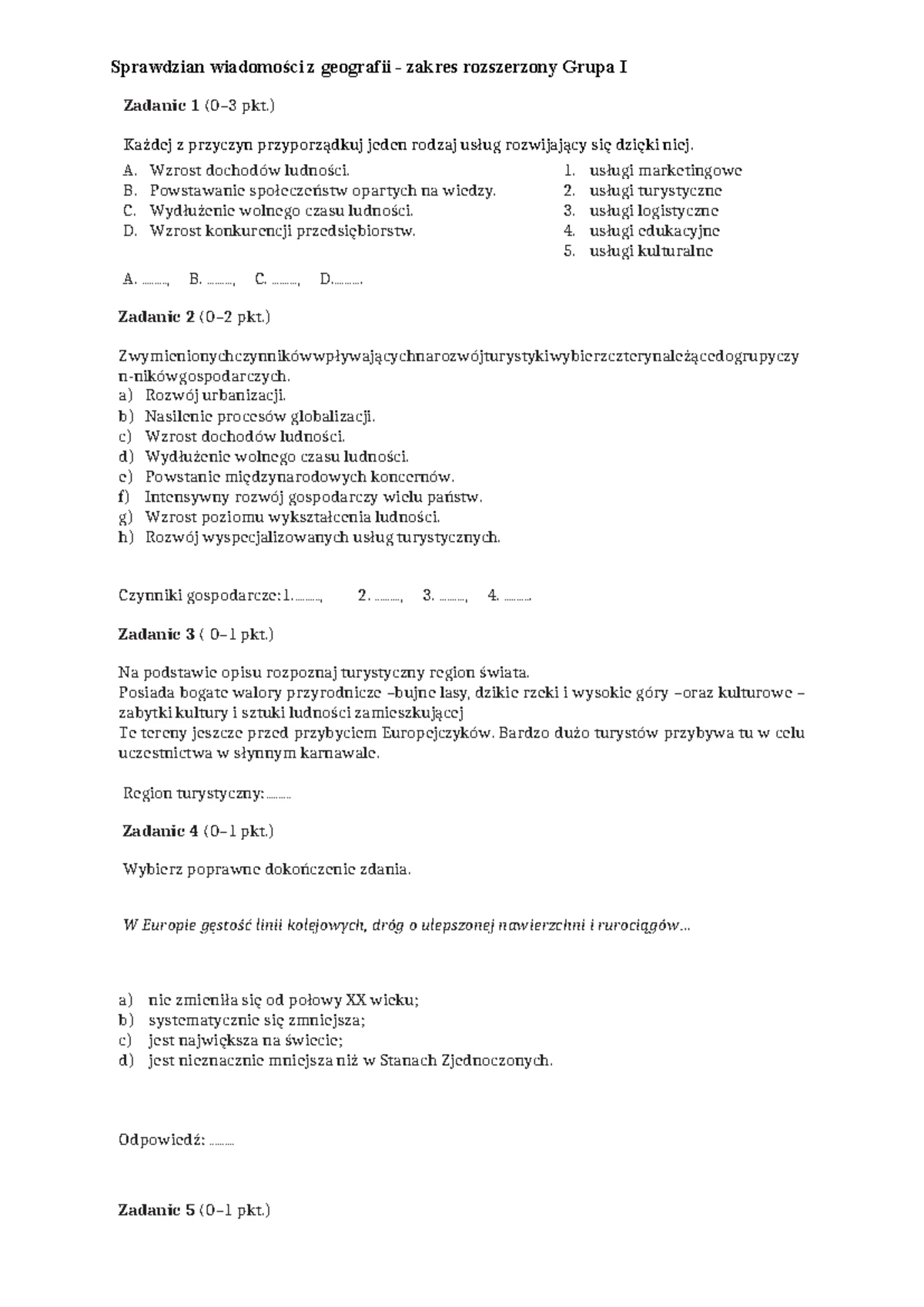 Sprawdzian Przemysłu Oblicza Geografii 2 www.studocu.com