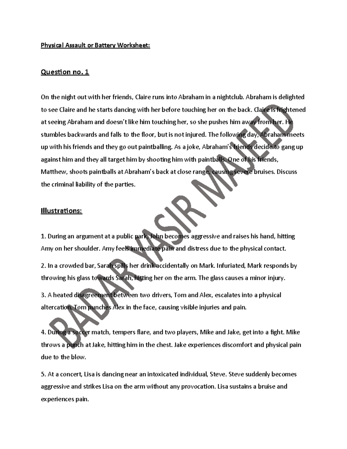 Physical Assault Case Study: Criminal Liability Analysis - 0323 0101 ...