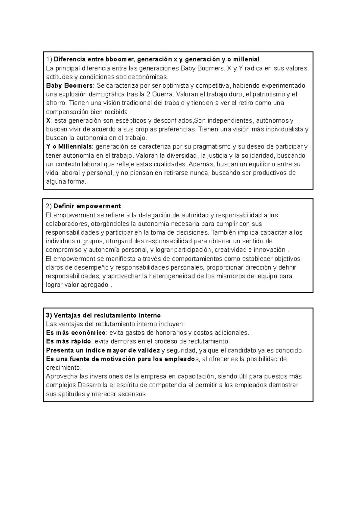 Resumen final - Diferencia entre bboomer, generación x y generación y o ...