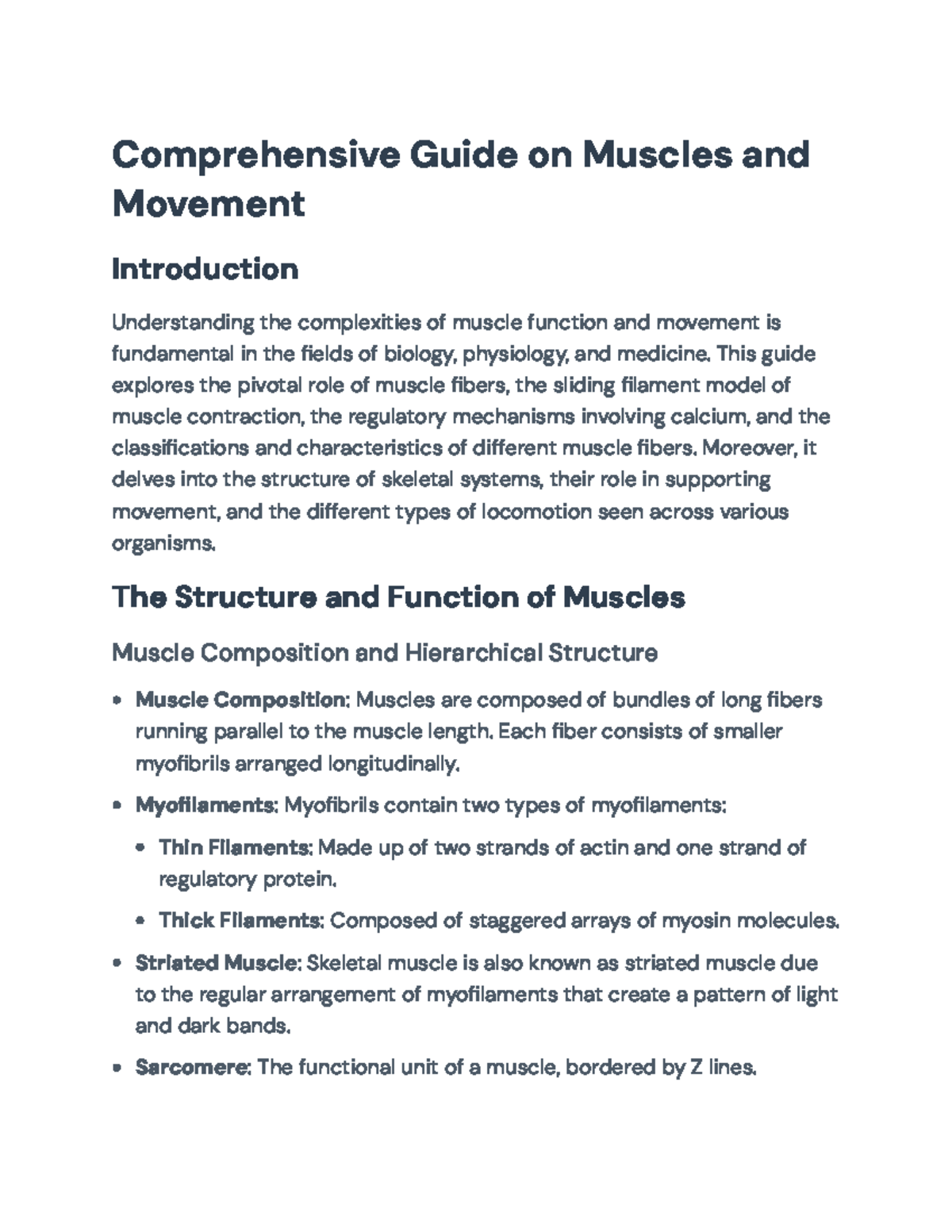Comprehensive Study of Muscle Functions and Locomotion Mechanics - Studocu