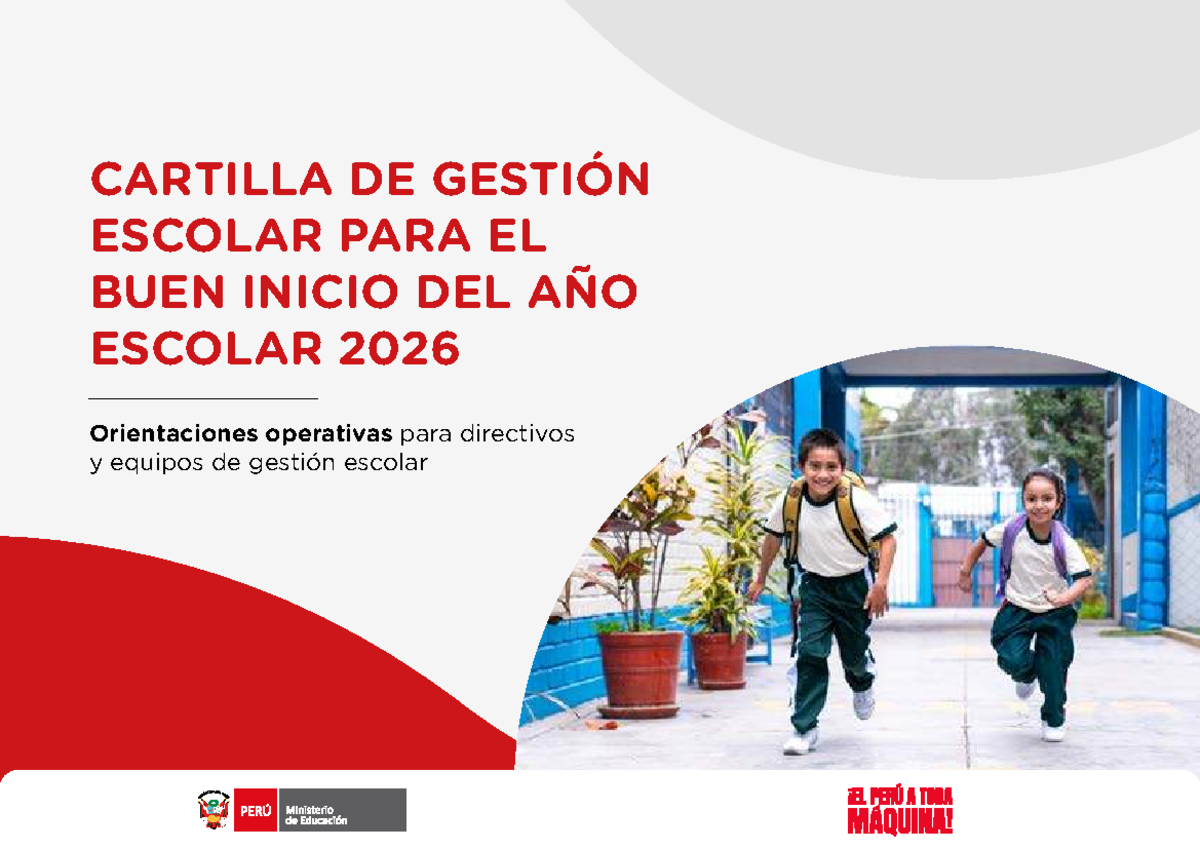 CARTILLA DE GESTIÓN ESCOLAR PARA EL BUEN INICIO DEL AÑO ESCOLAR 2026 ...