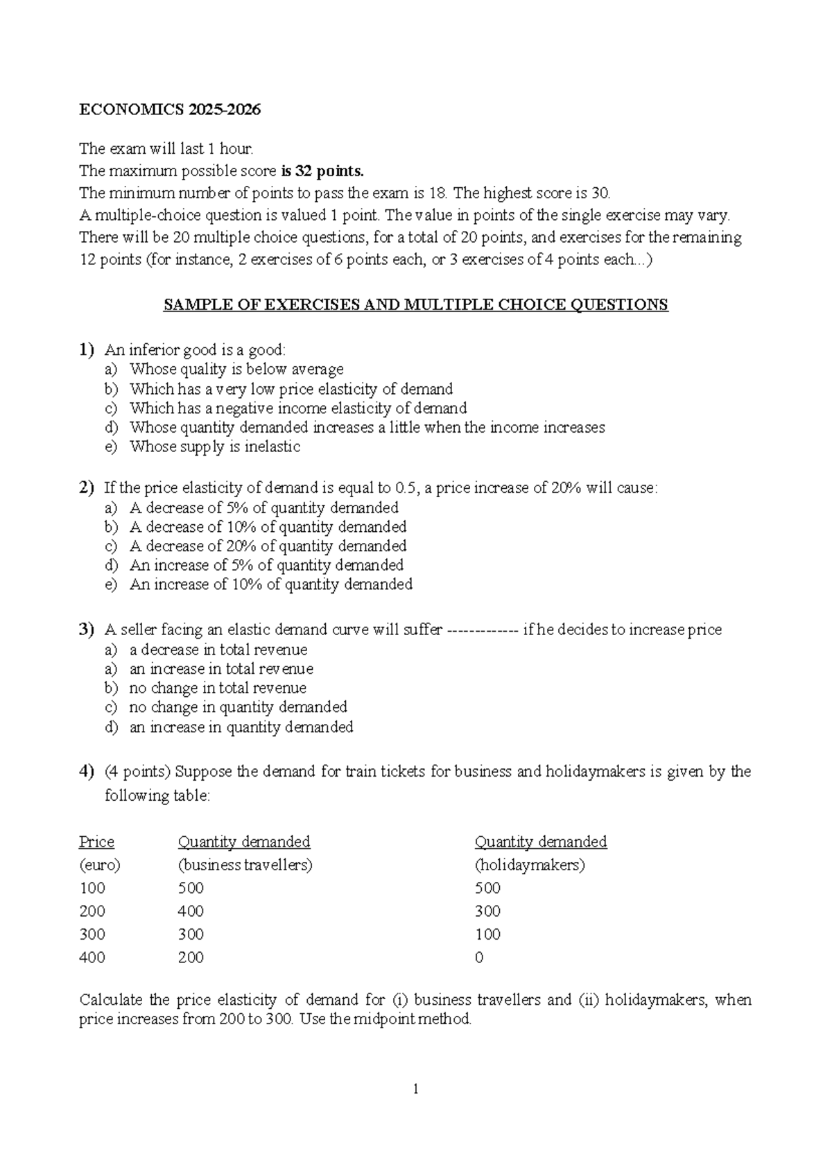 ECON 101 Sample Exam Questions (2025-2026) - Studocu