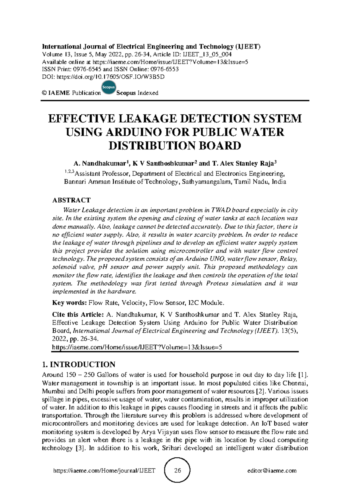 Effective Leakage Detection System Using Arduino for Public Water ...