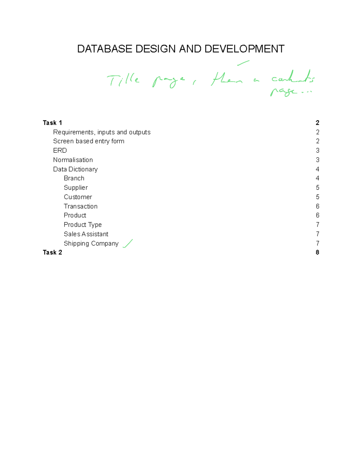 Database Design & Development - Task Requirements & Data Dictionary ...