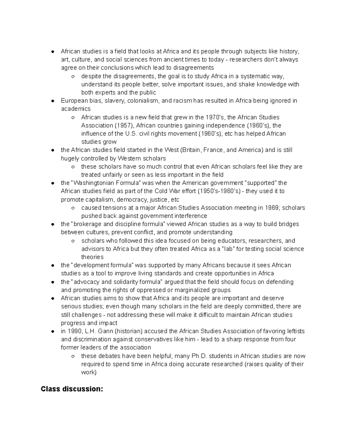 AFST 101 chapter 1 - African Studies notes - African studies is a field ...