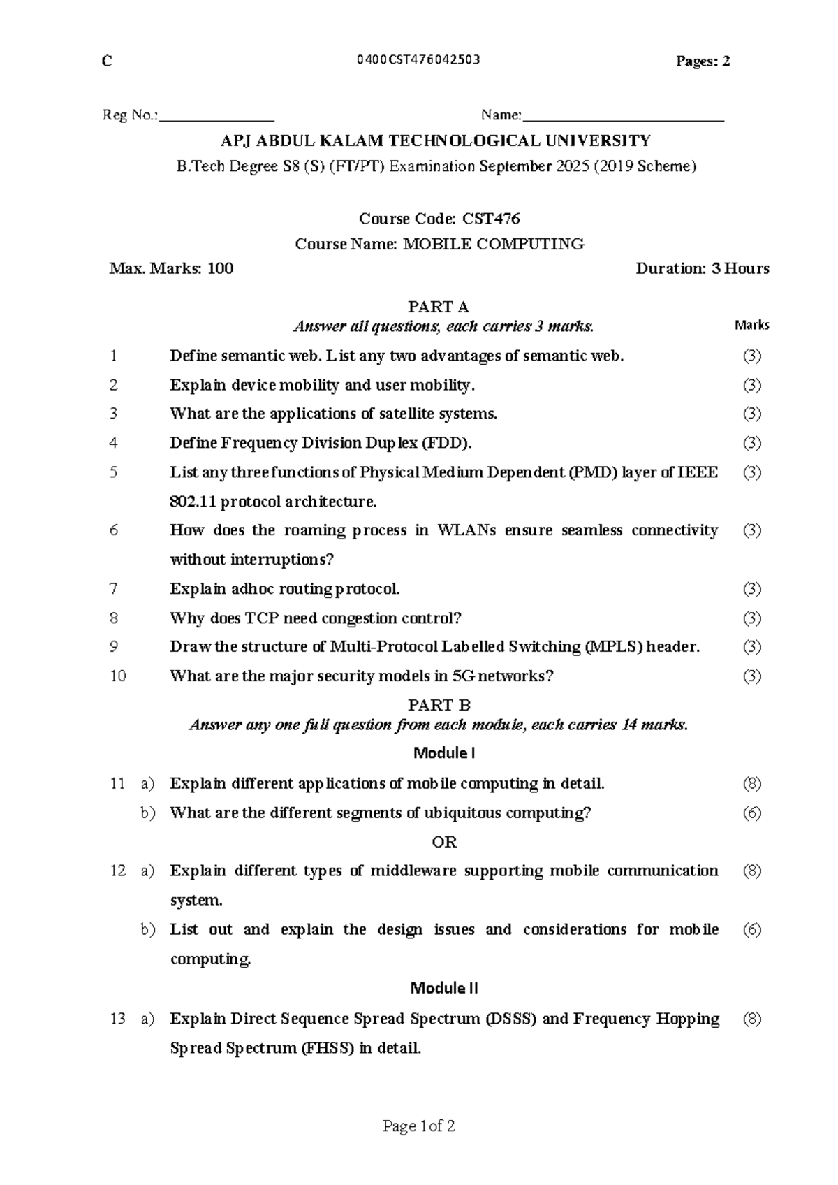 CST476 Mobile Computing Final Exam Study Guide - Studocu
