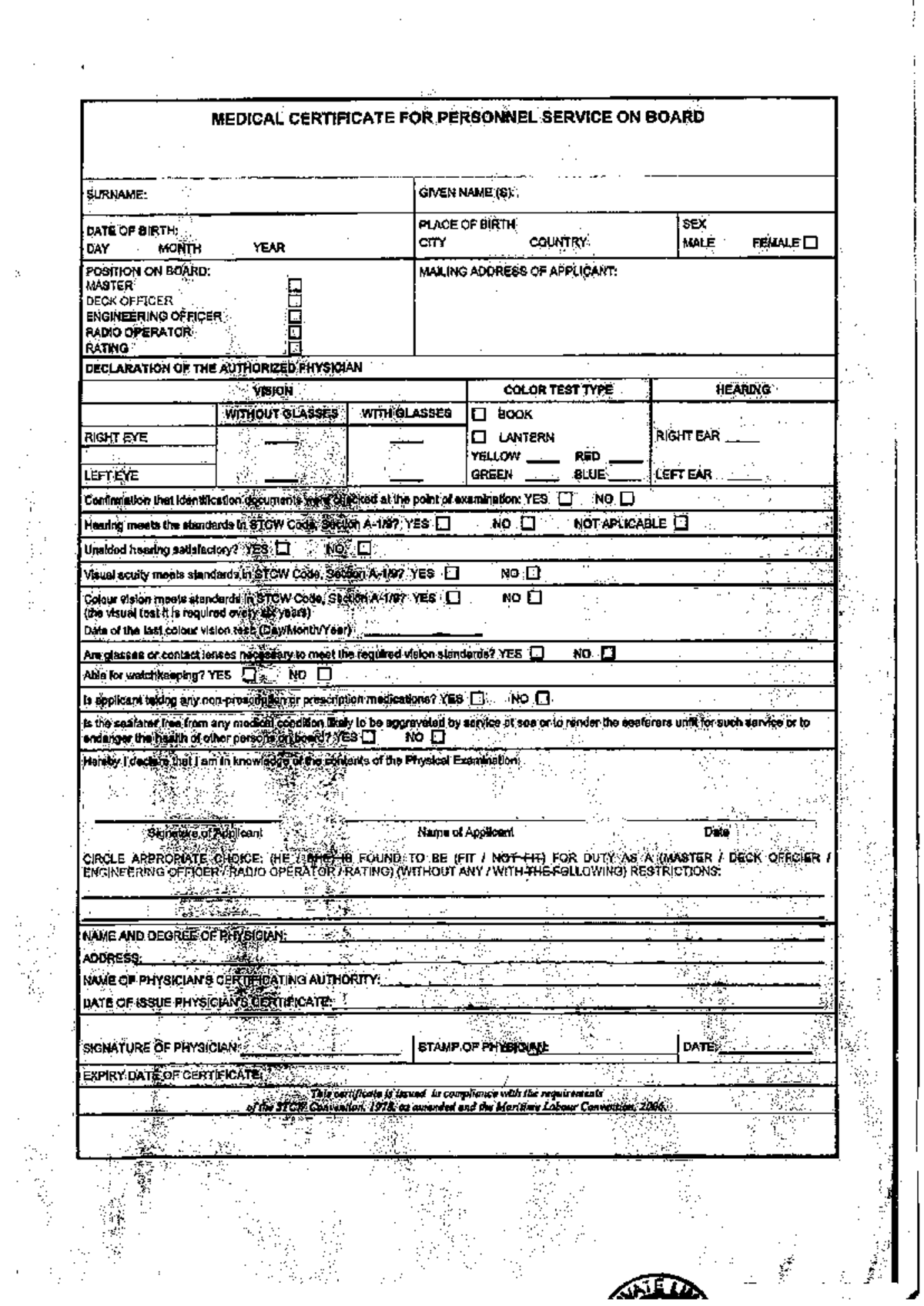 STCW Medical Certificate for Personnel Service on Board - 2023 - Studocu