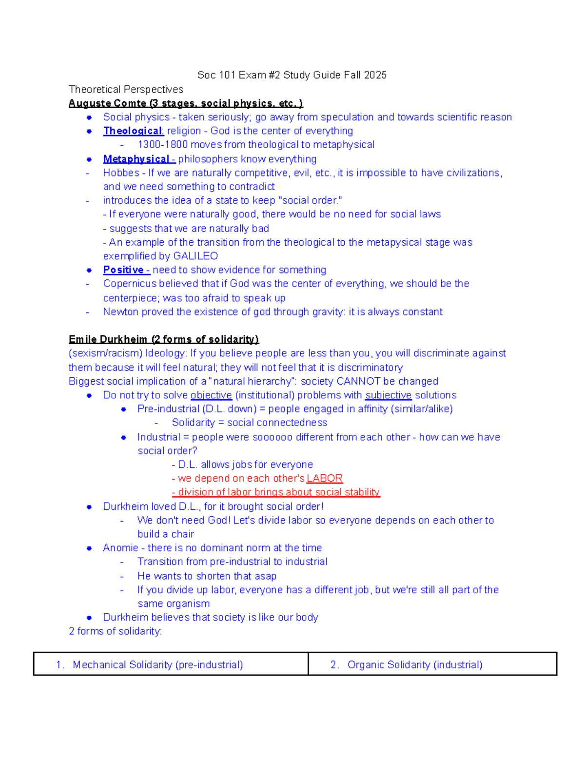 Soc 101 Exam #2 Study Guide Fall 2025 - Studocu