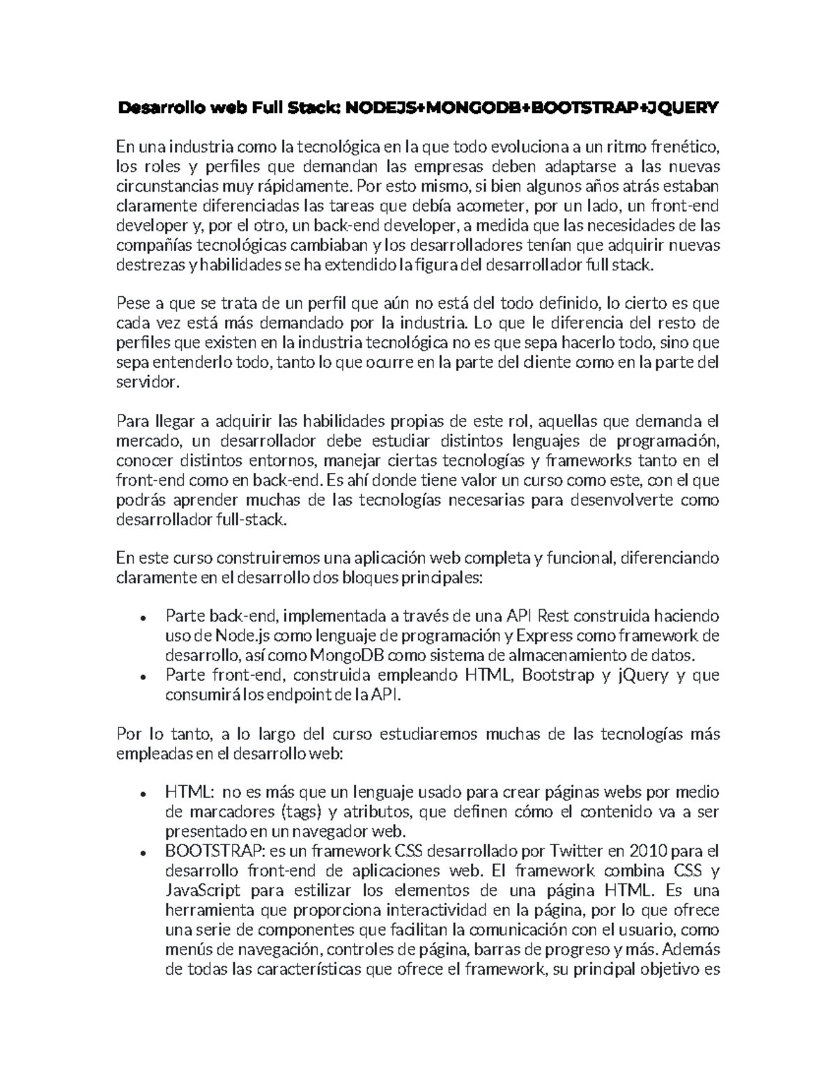Desarrollo Web Full Stack: Curso Completo y Funcional (v2) - Studocu