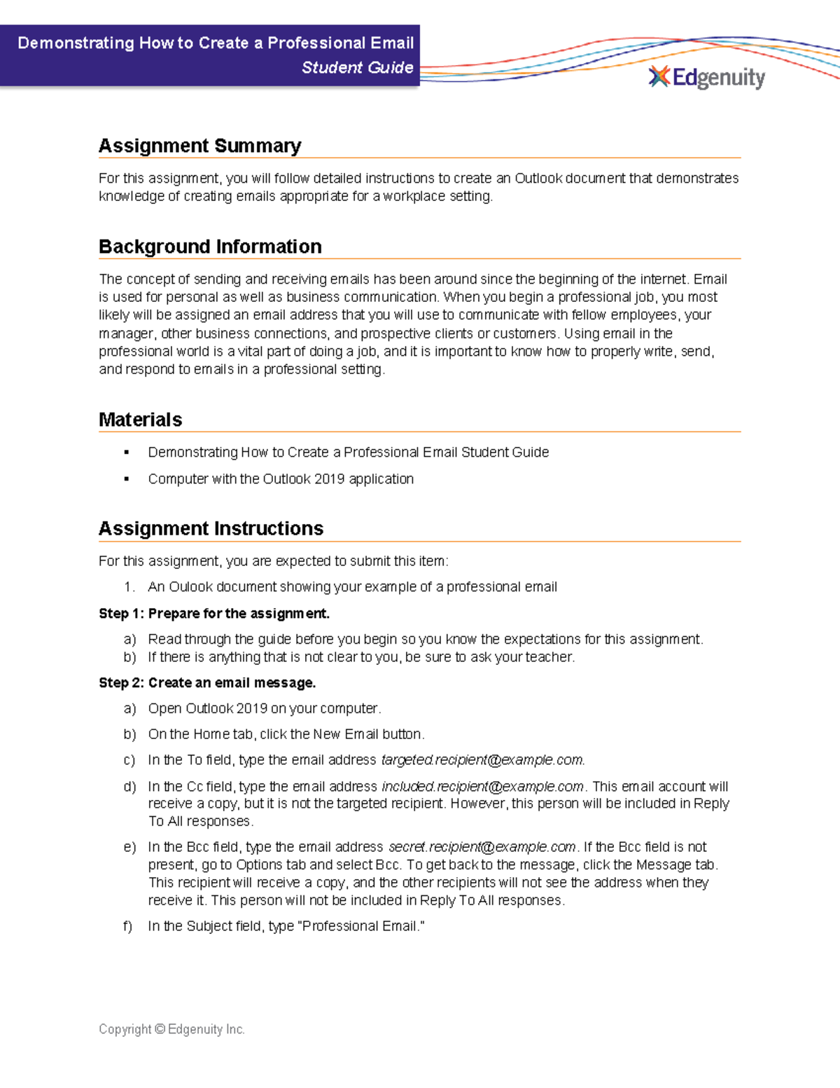 Professional Email Creation - Assignment Guide for Outlook 2019 - Studocu