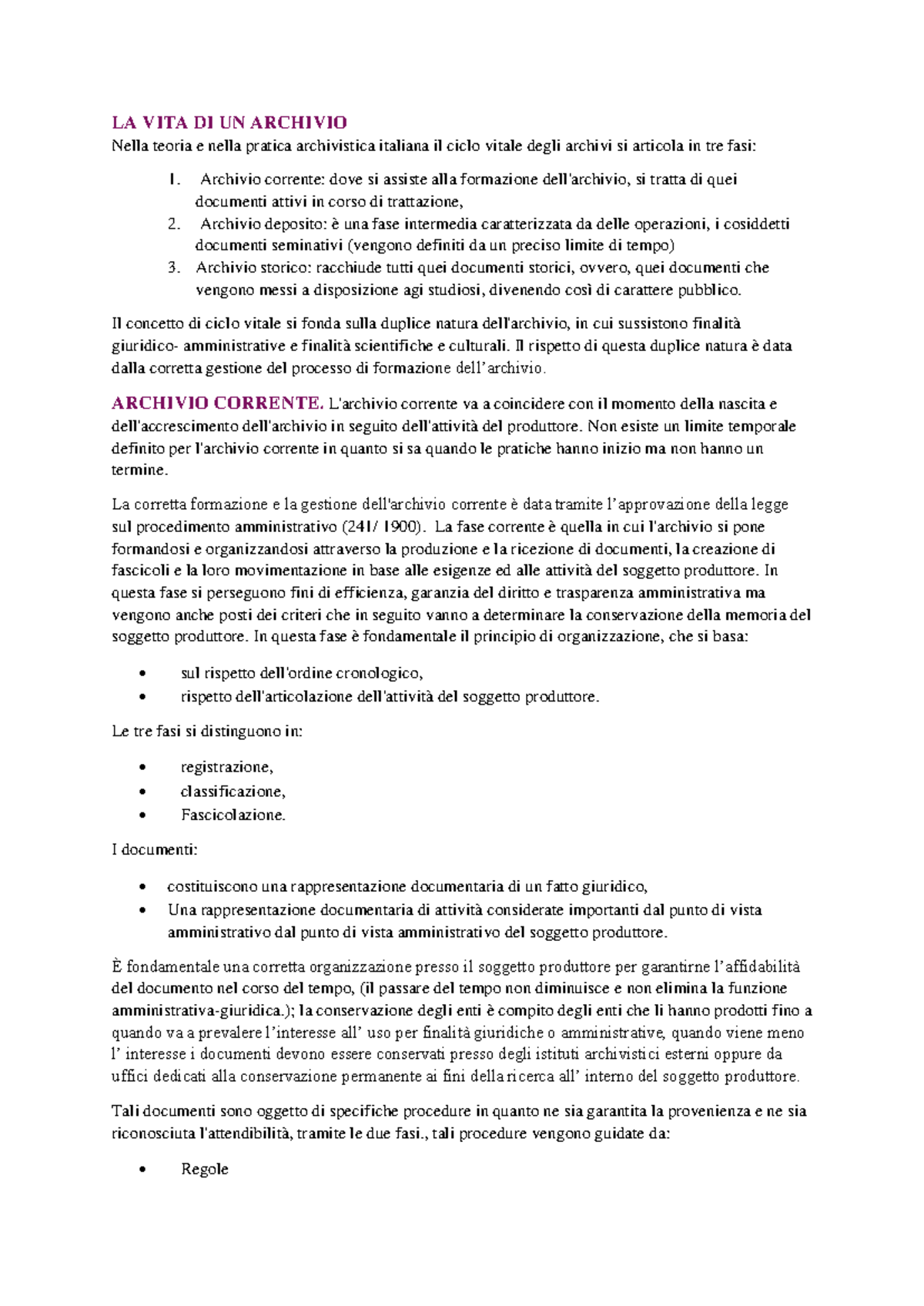 Ciclo Vitale degli Archivi: Teoria e Pratica dell - Document Preview