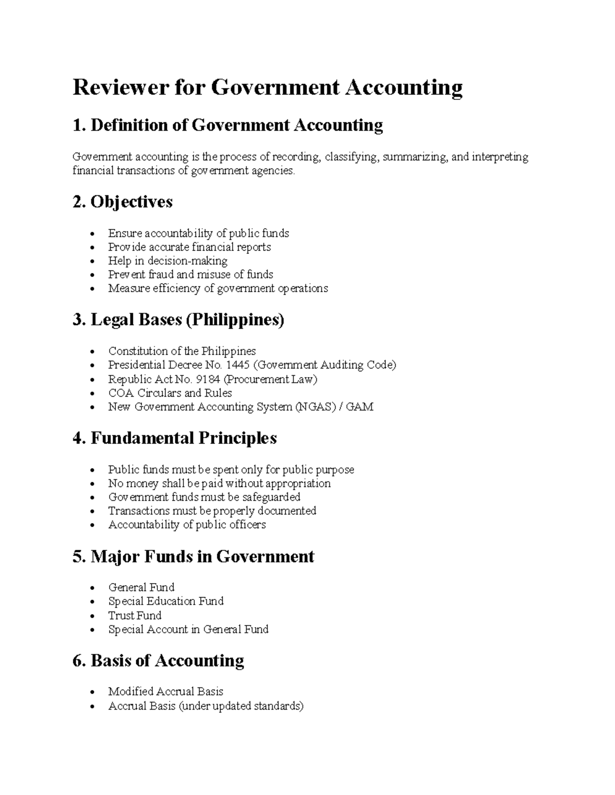 GOVT 1: Comprehensive Notes on Government Accounting Principles - Studocu