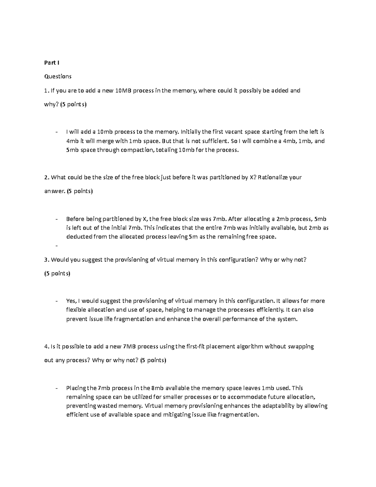 Labexer memory managment - Part I Questions If you are to add a new ...
