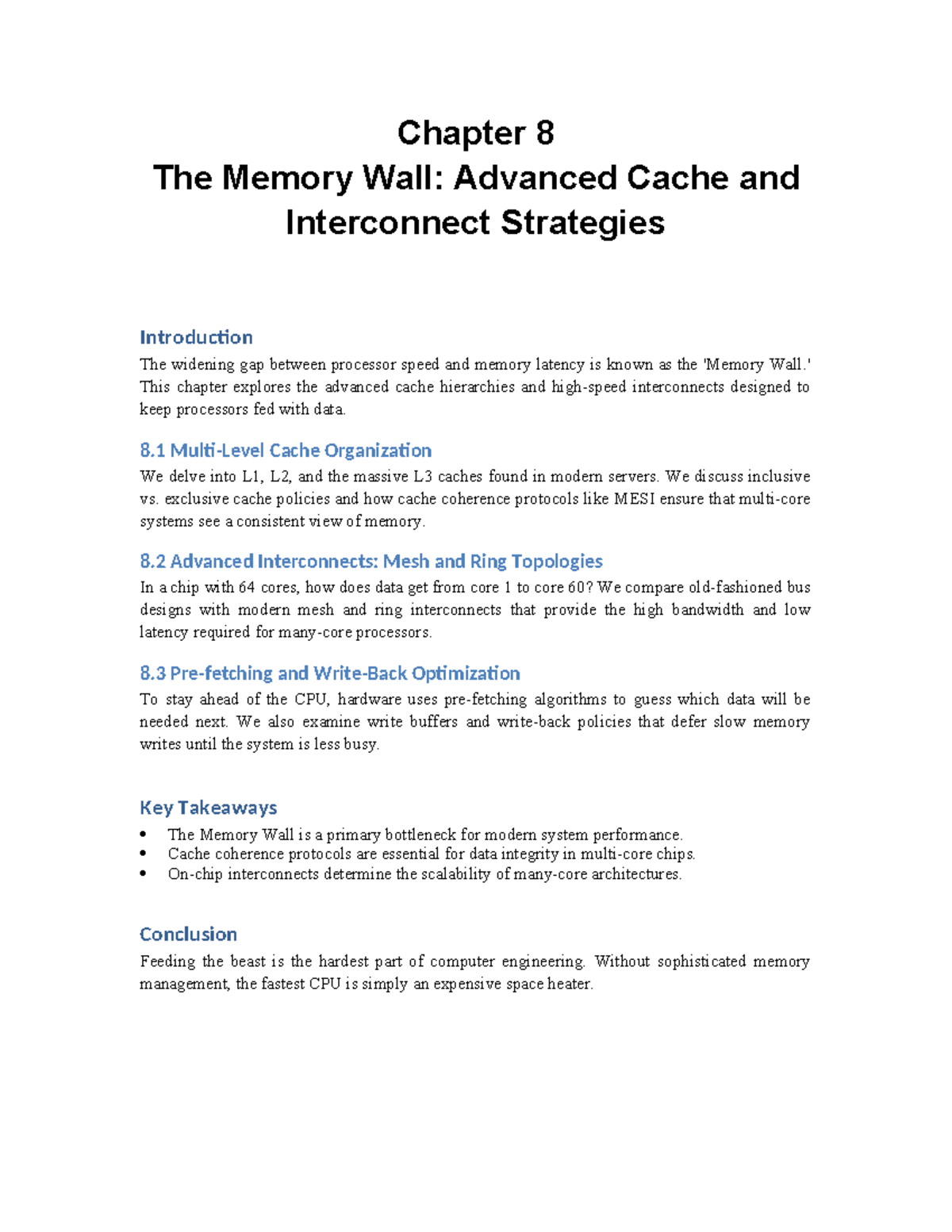 Chapter 8: The Memory Wall - Advanced Cache & Interconnect Strategies ...