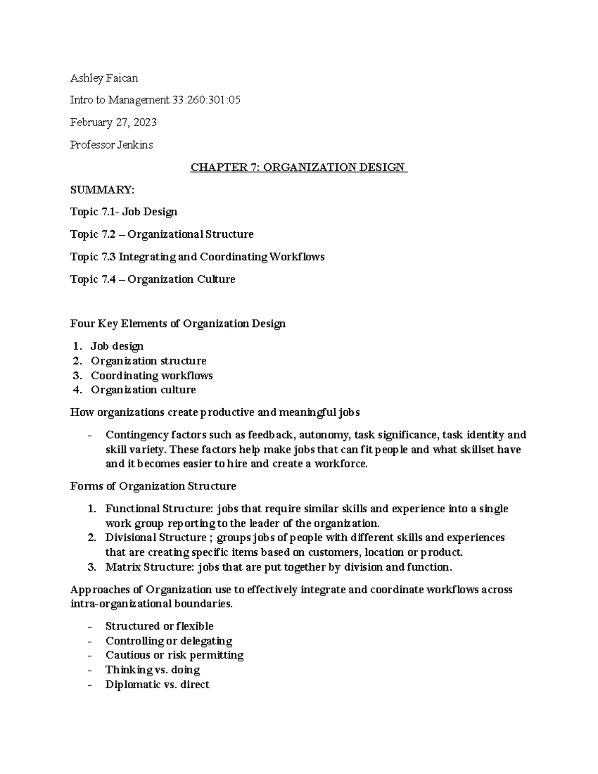 Intro to Management - Chapter 3: Identifying Right Work Strategies ...