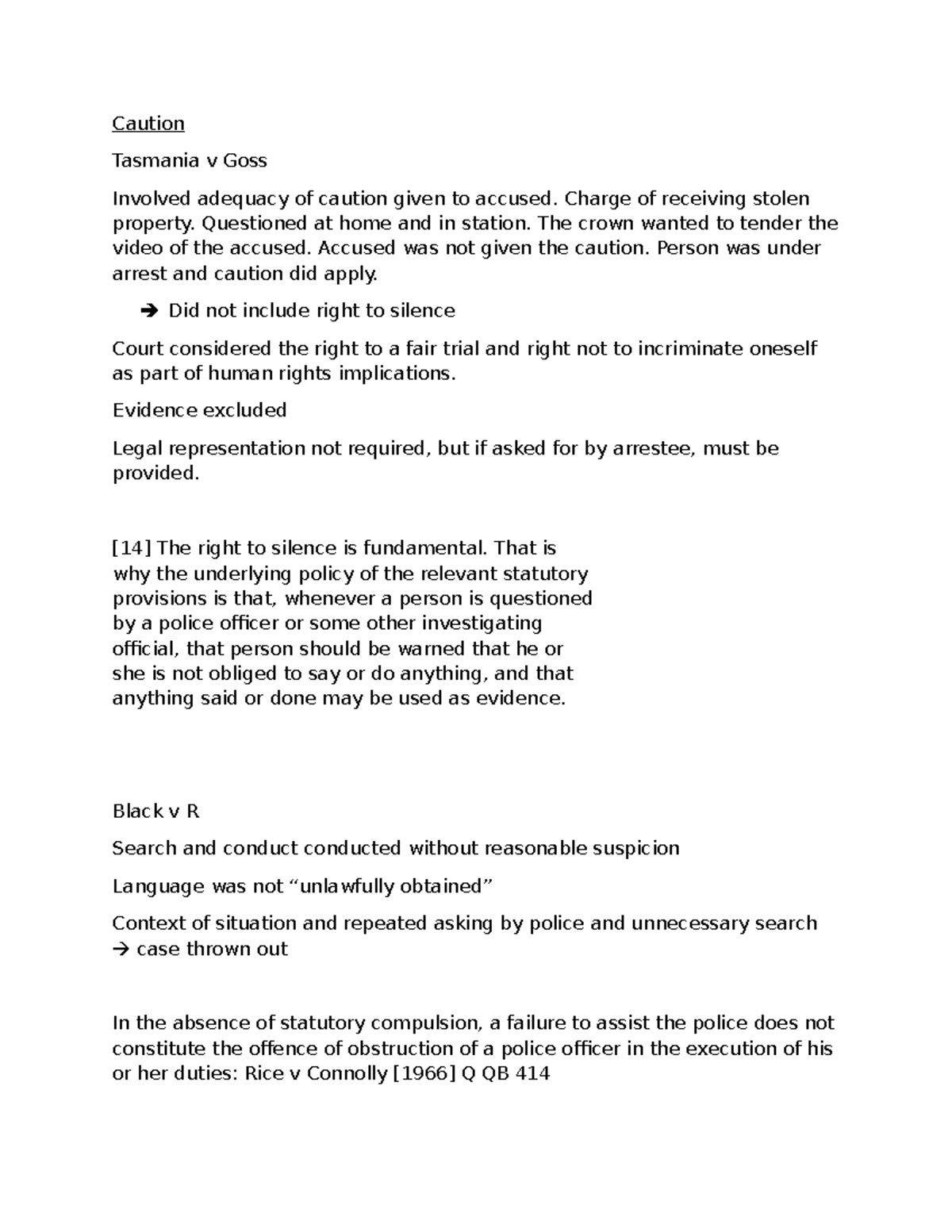 Crim Week 3 Lecture: Caution, Rights, and Evidence in Tasmania Cases ...