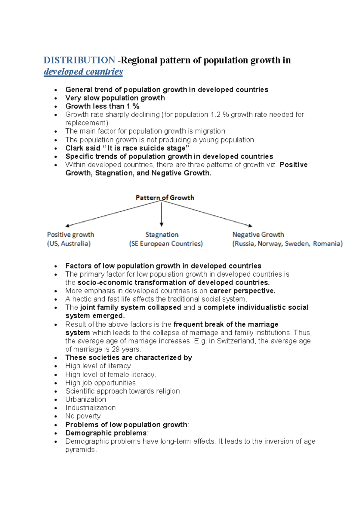 Population Growth Patterns in Developed & Developing Countries - Studocu