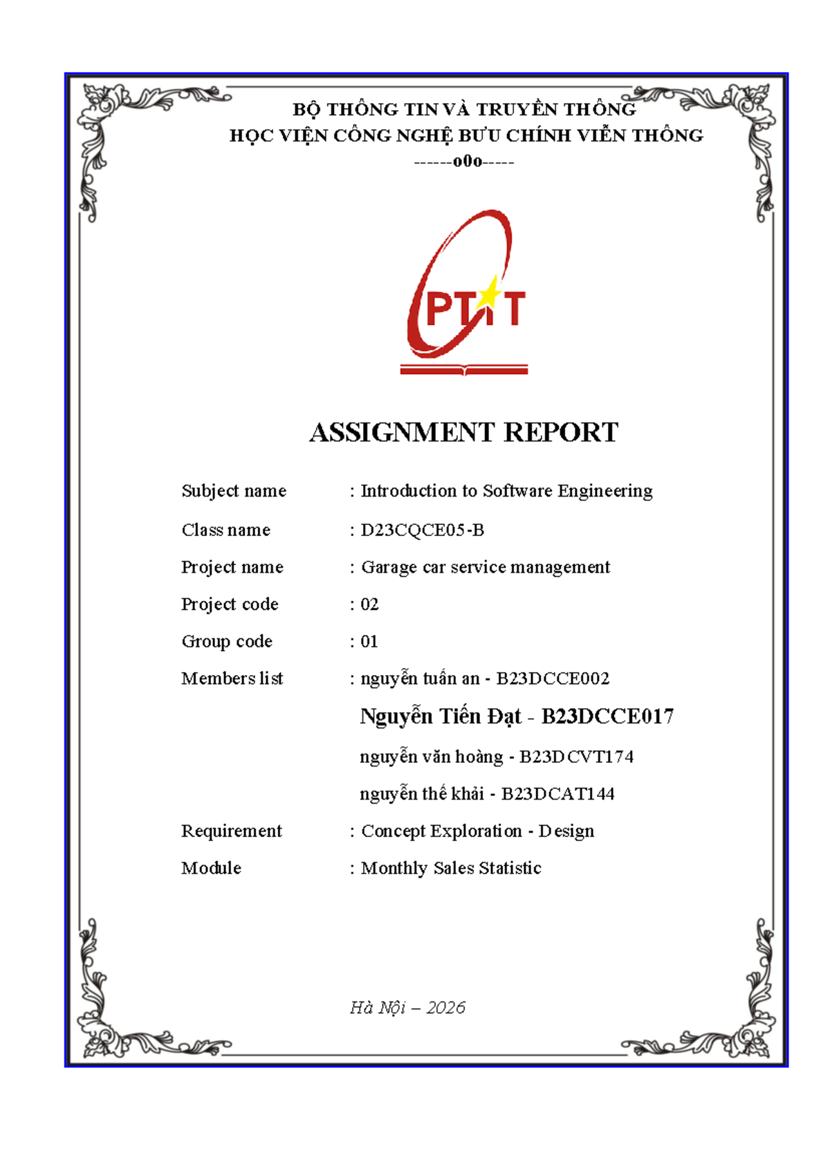 B23DCCE017 - Garage Car Service Management Project Design Report - Studocu