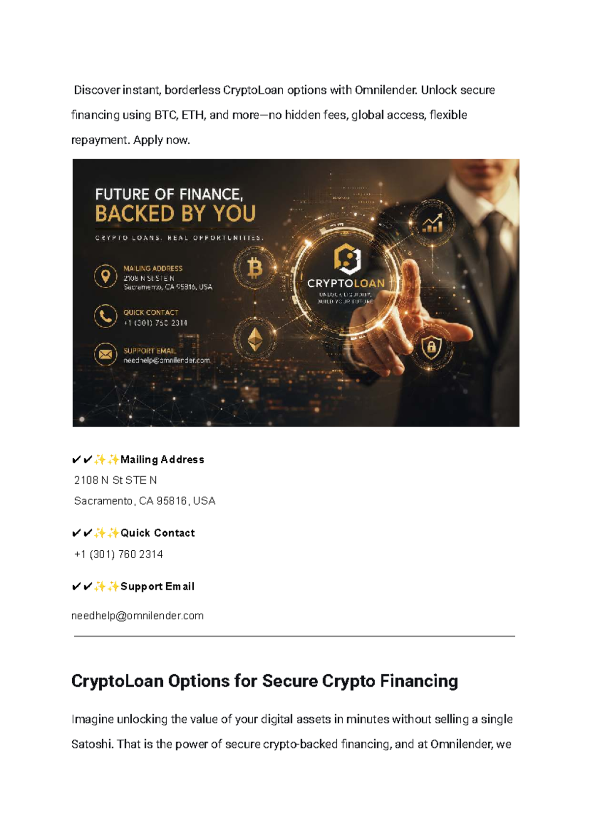 Crypto Loan Options: Secure Financing Backed by BTC & ETH - Studocu