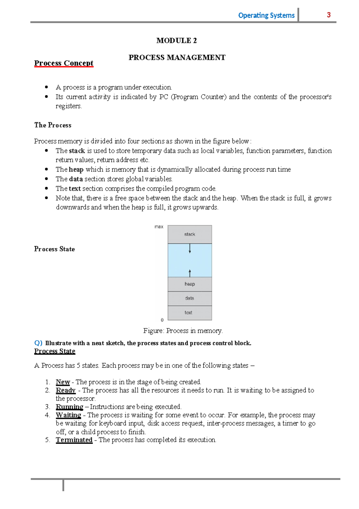 Mod 2 os notes - 2343 - 21CS PROCESS MANAGEMENT Operating Systems BCS ...