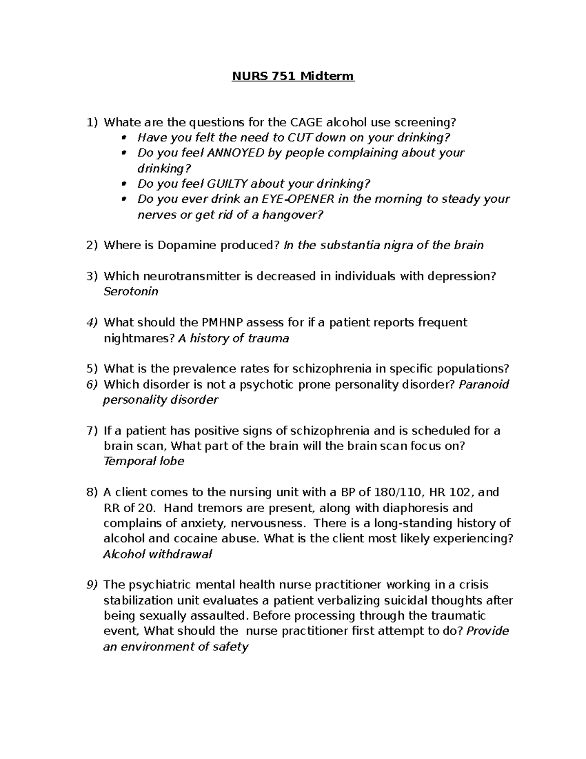 NURS 751 Comprehensive Study Guide for Midterm & Final Exams - Studocu