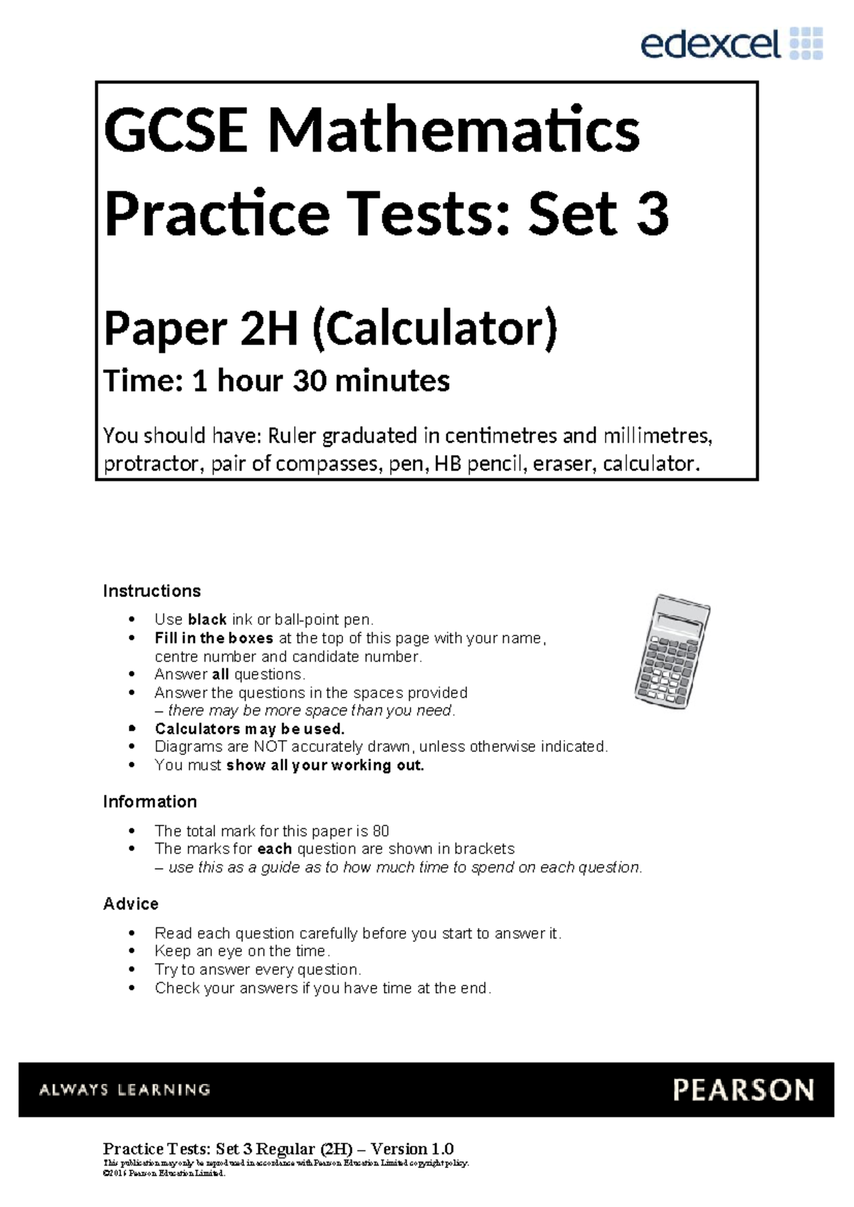 1ca6hksfi 857333 - dfsdf - GCSE Mathematics Practice Tests: Set 3 Paper ...