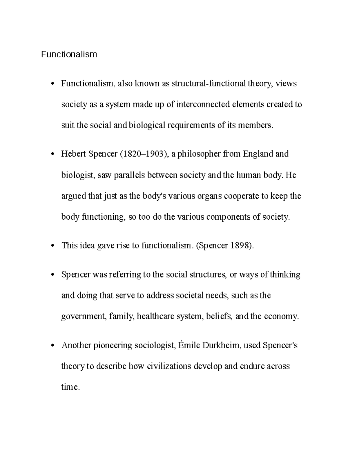 Functionalism - Lecture Notes on Society's Interconnected Elements ...