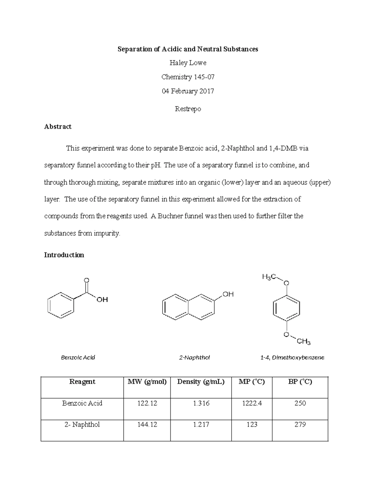 Chemistry 14: Cyclohexene Synthesis via Cyclohexanol Dehydration - Studocu