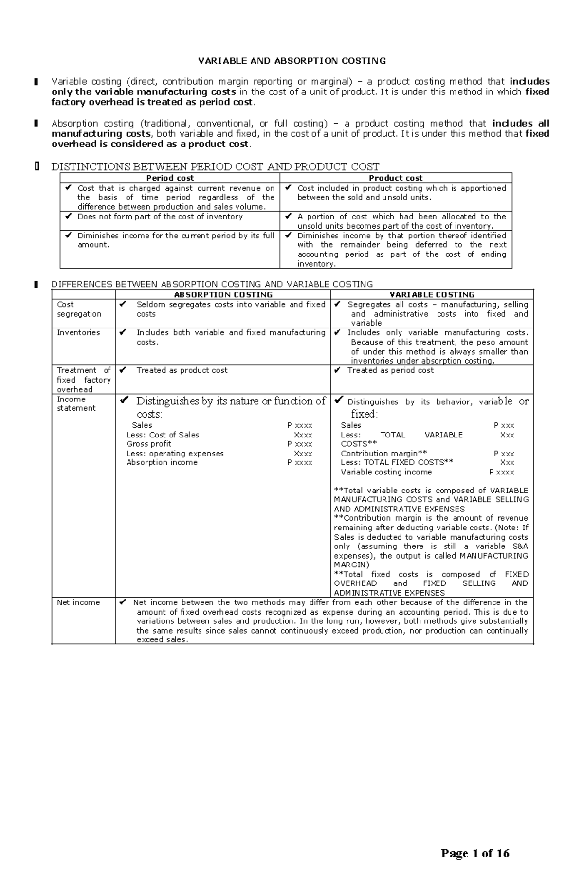 VARIABLE AND ABSORPTION COSTING: A Comprehensive Study on Costing ...