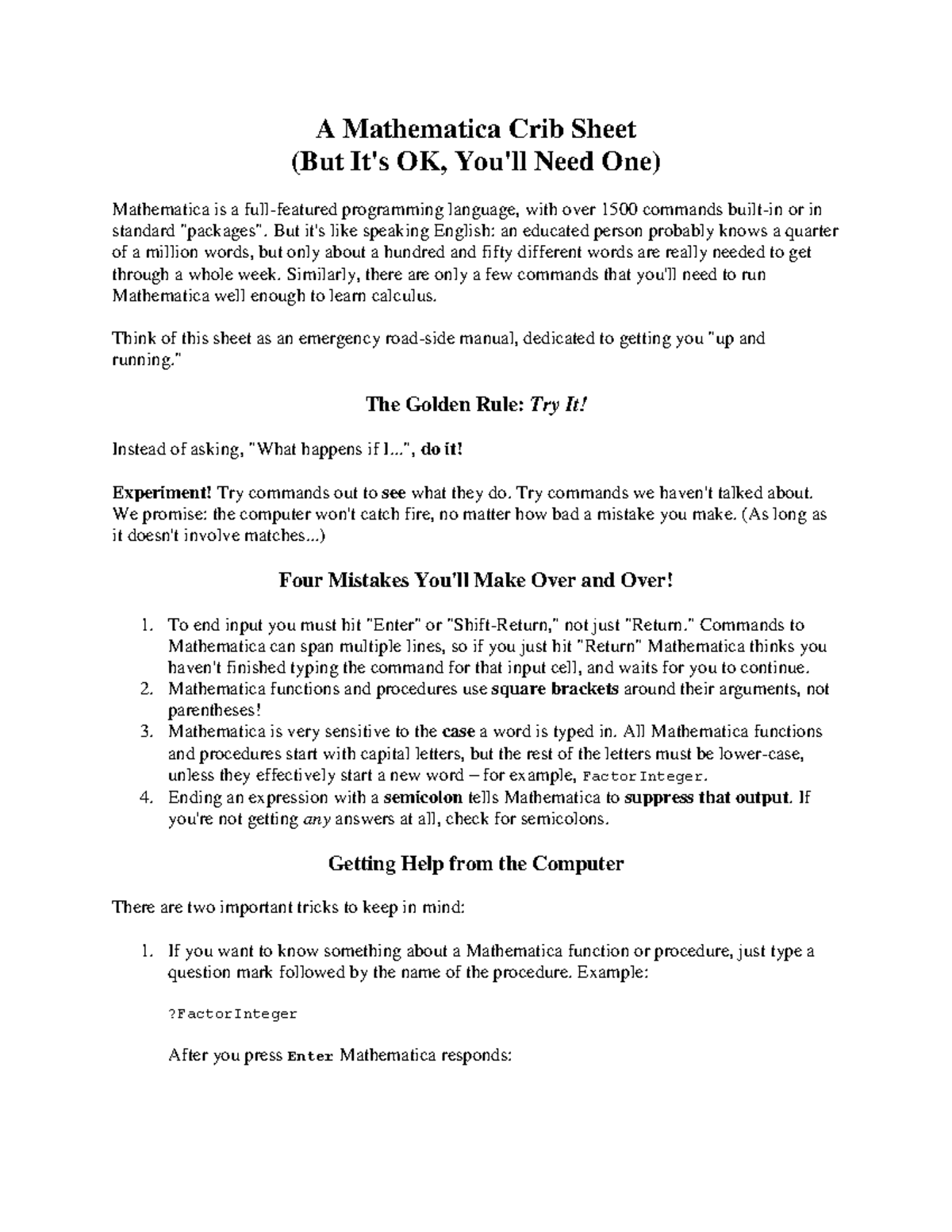 Mathematica Quick Reference: Essential Commands & Tips for Success ...