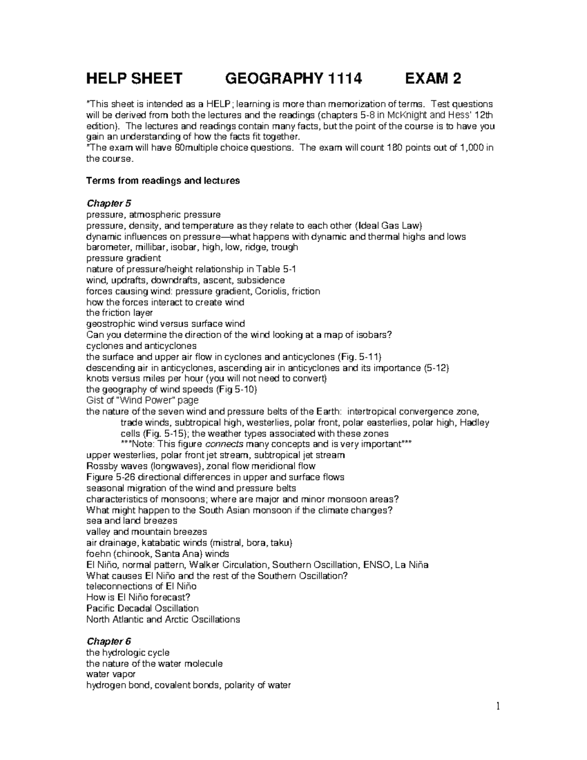 Geography Exam 2 Help Sheet: Key Concepts & Exam Overview - Studocu