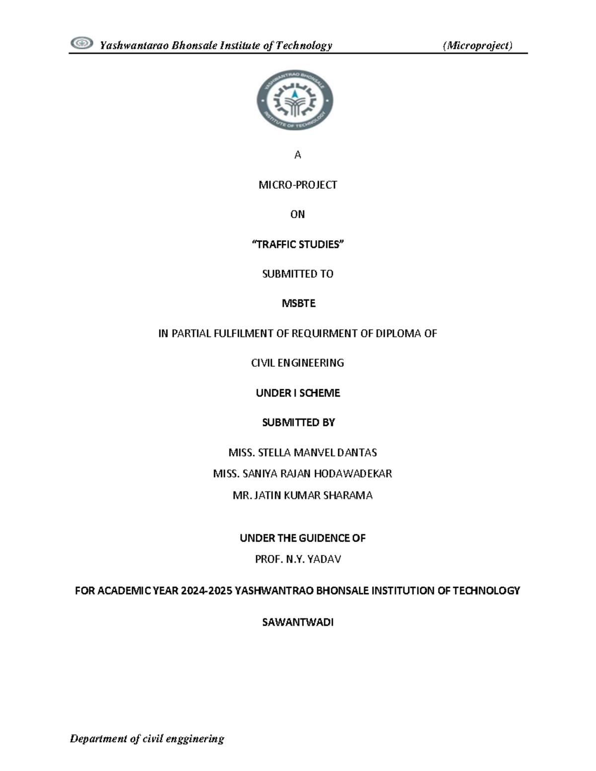 TEN 2024 115141 - Micro-Project on Traffic Studies in Civil Engineering ...