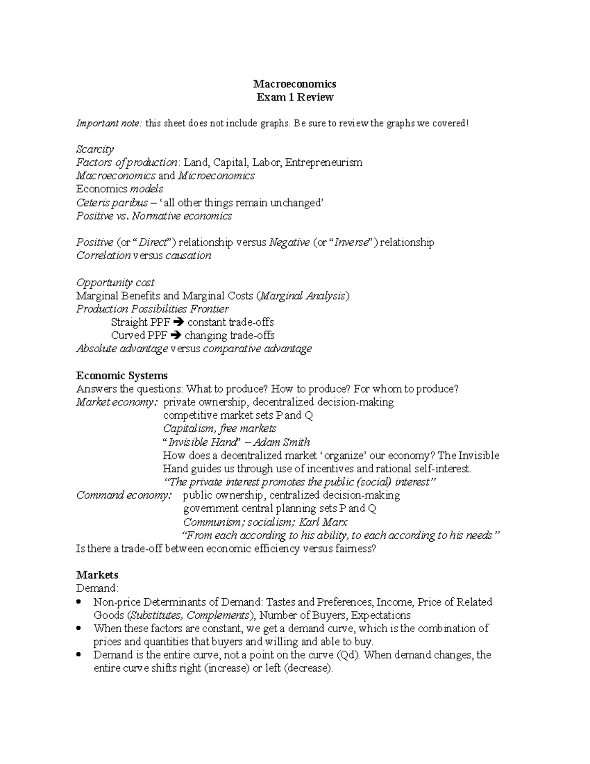 Macroeconomics Exam 1 Study Guide: Key Concepts and Terms - Studocu