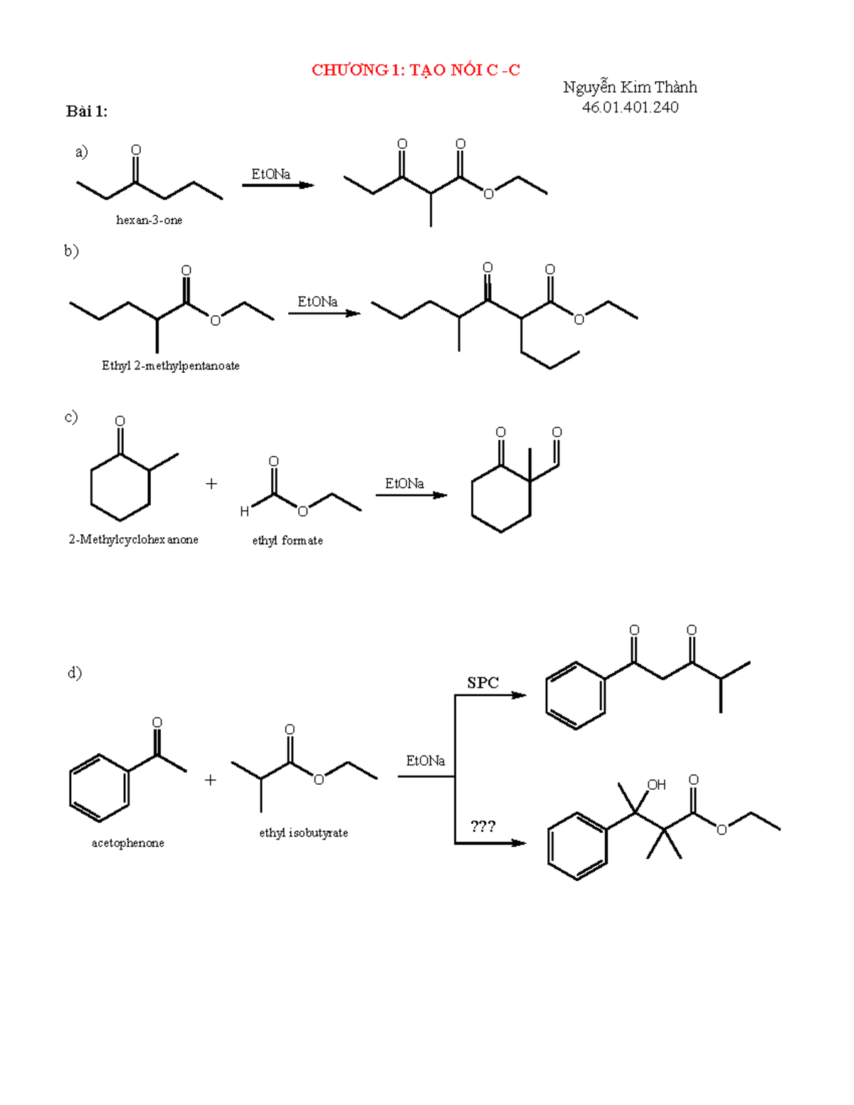BT C1 - BT C1: Tổng hợp hữu cơ - Document Preview