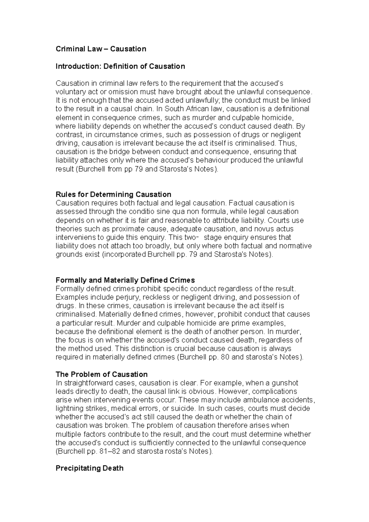 Criminal Law Causation: Key Concepts and Case Law (CRIM 6) - Studocu