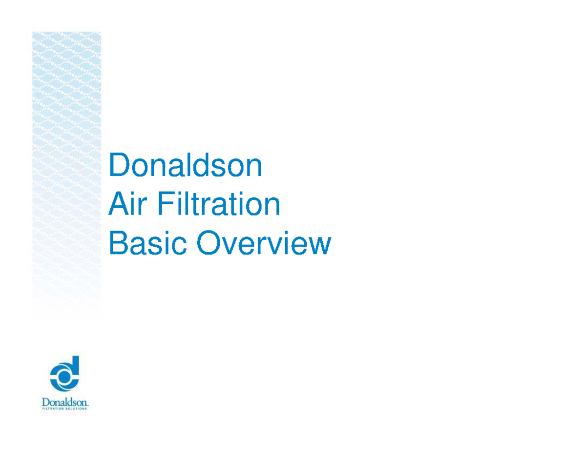 Donaldson Air Filtration Overview and Product Introduction ...