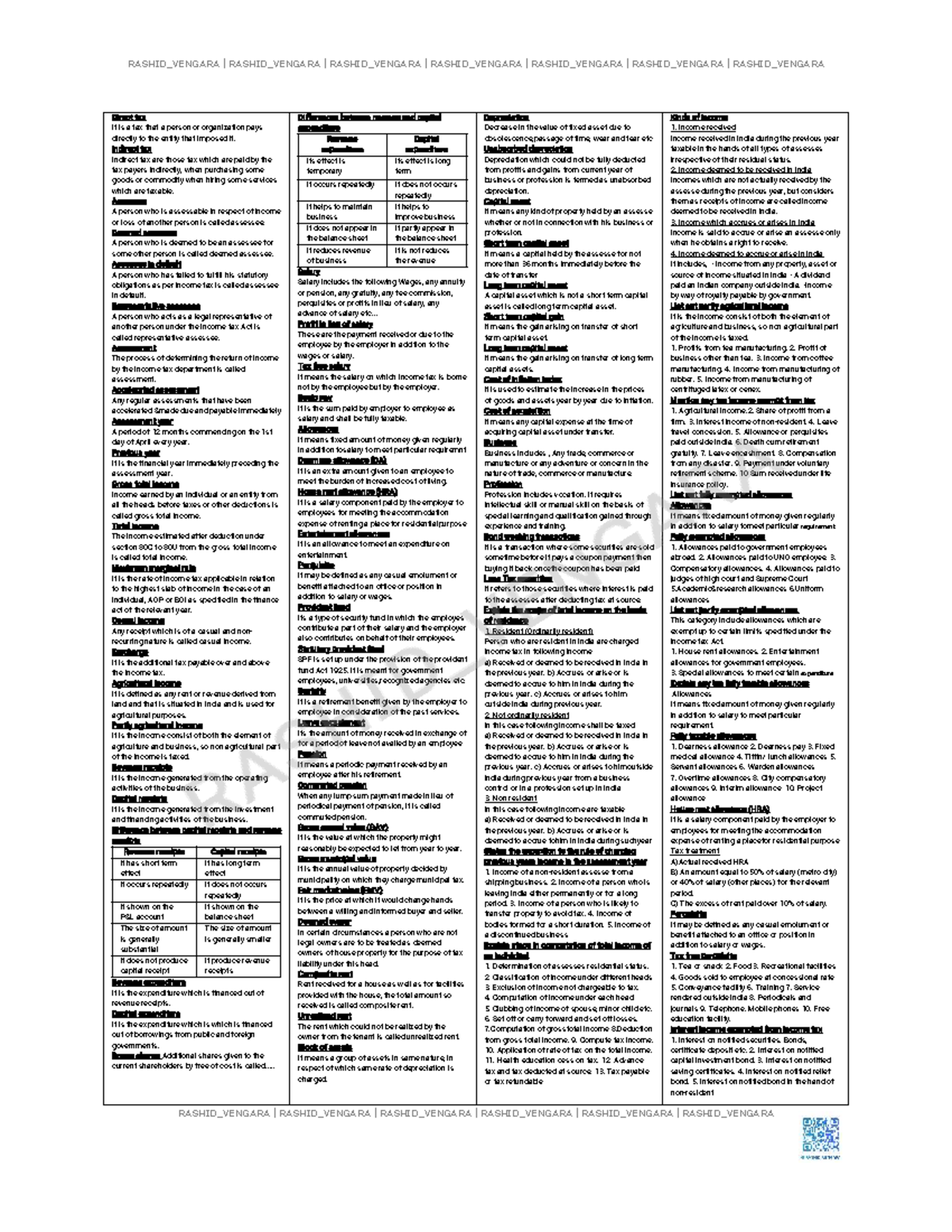Income Tax BCom - Comprehensive Study Notes - Studocu