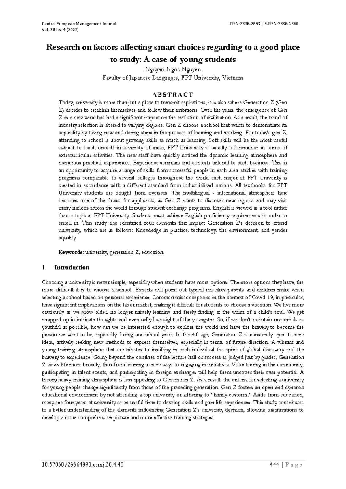 Research on Factors Influencing Gen Z's University Choices: A Case ...